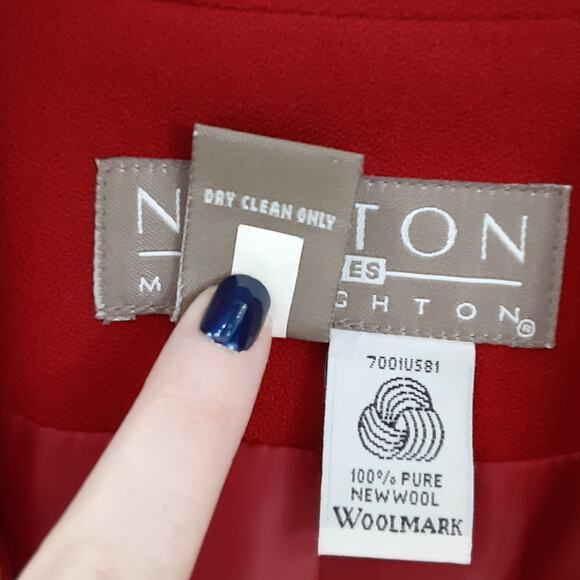 Vintage 90s Red Blazer Jacket 100% New Wool Woolmark Size 10P Norton McNaughton - Picture 7 of 11